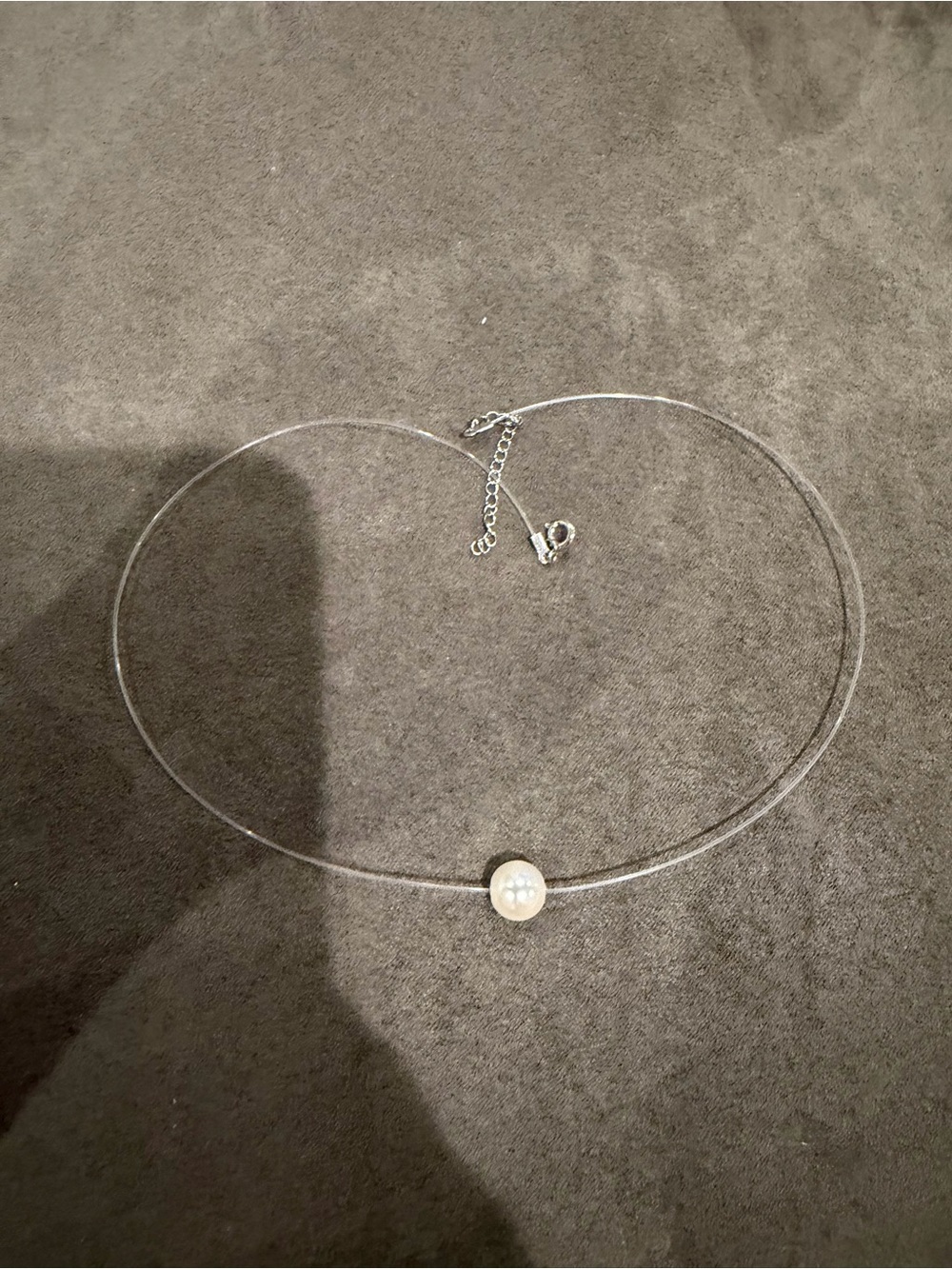Minimal Pearl Illusion Choker Necklace - Silver Tone